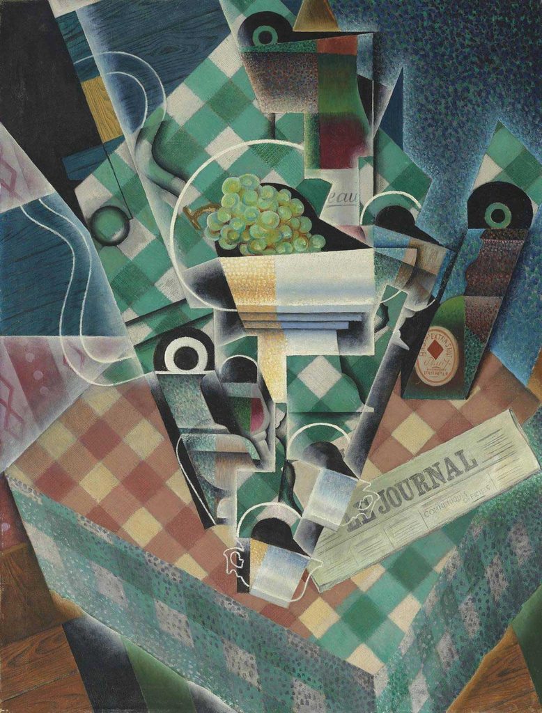 Juan Gris, Bodegón con mantel a cuadros (1915)